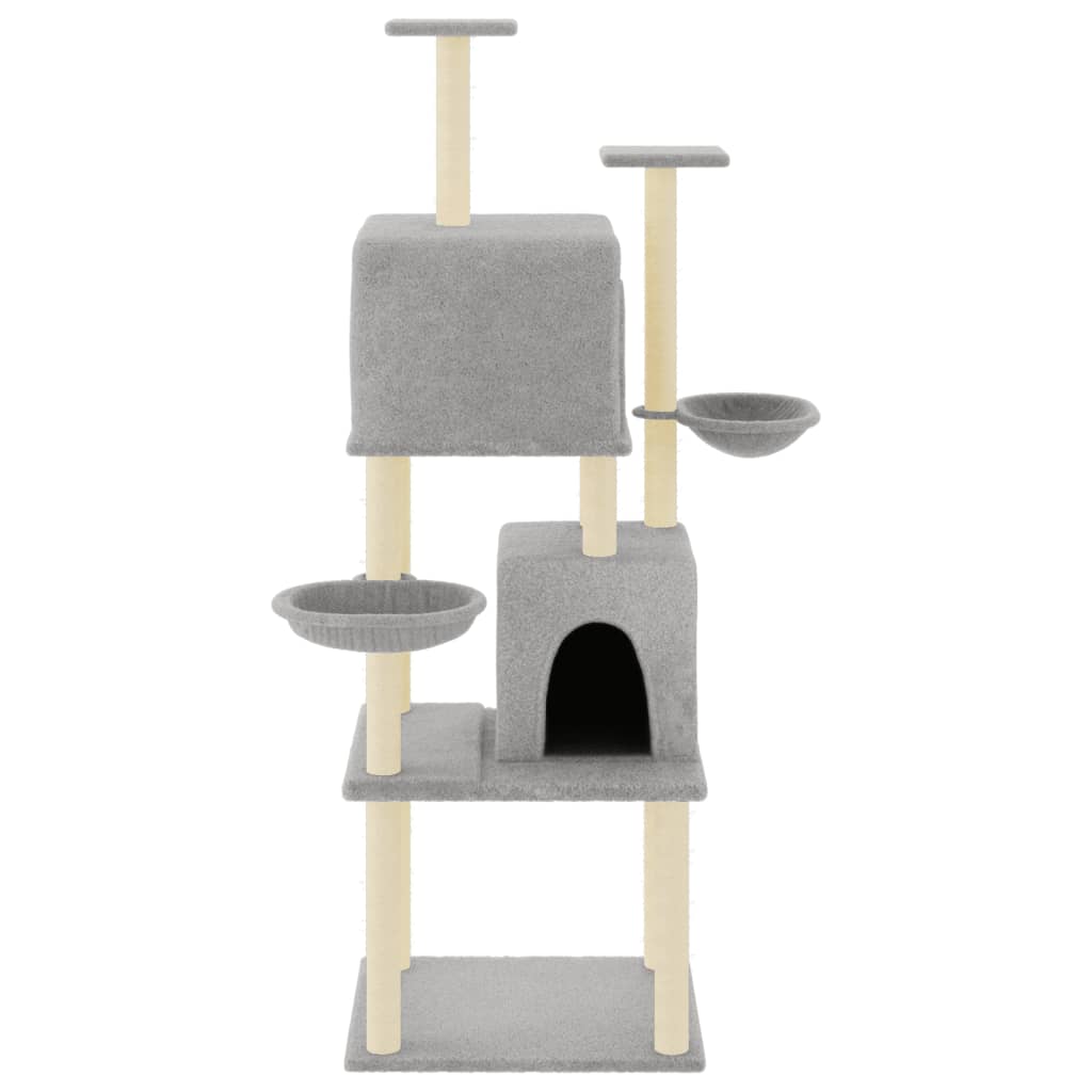 vidaXL Cat Tree with Sisal Scratching Posts 180 cm Light Gray