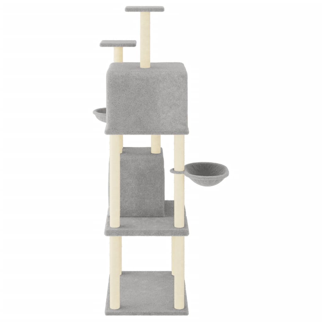 vidaXL Cat Tree with Sisal Scratching Posts 180 cm Light Gray