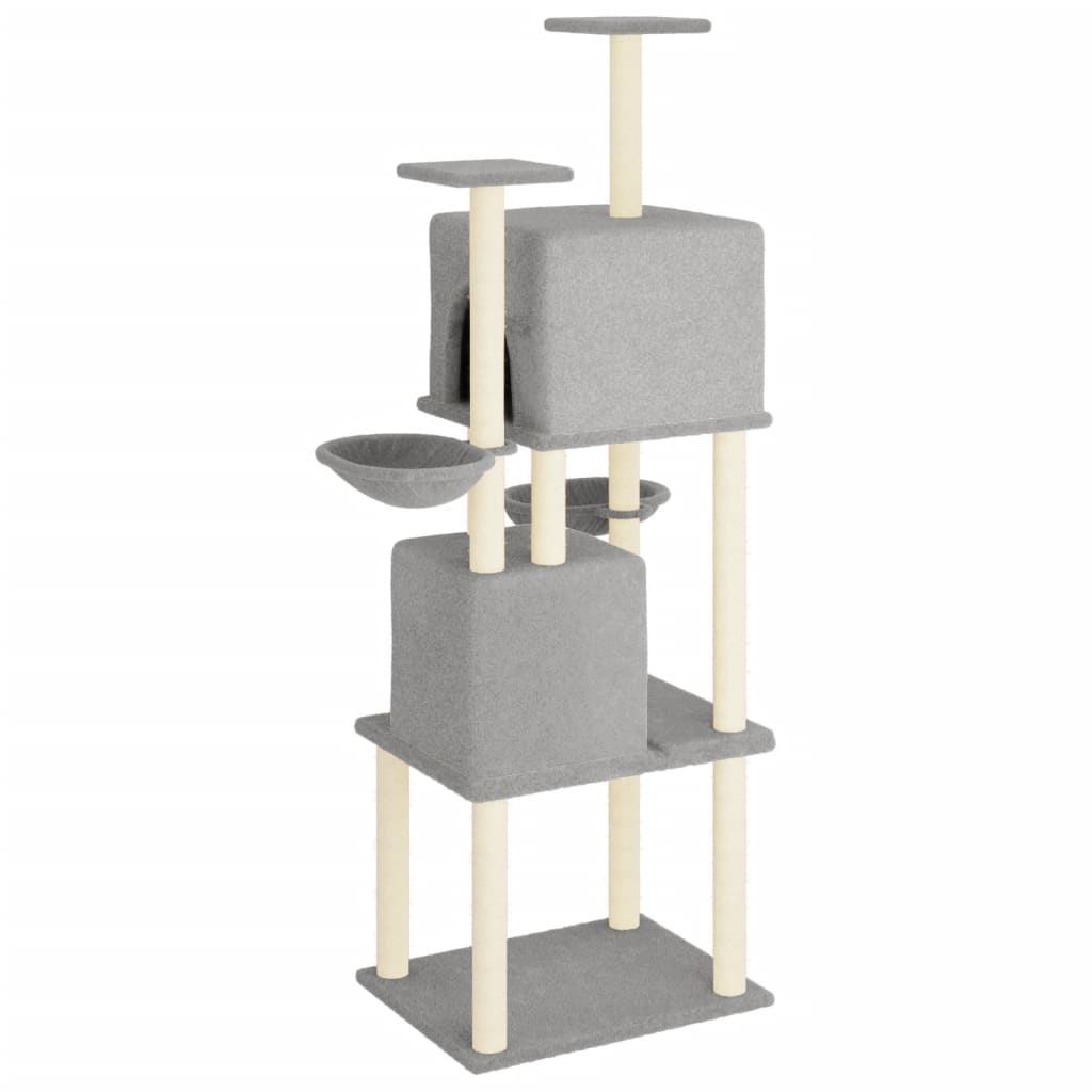vidaXL Cat Tree with Sisal Scratching Posts 180 cm Light Gray