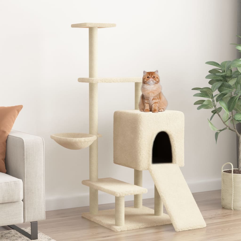 vidaXL Cat Tree with Sisal Scratching Posts 130.5 cm Cream