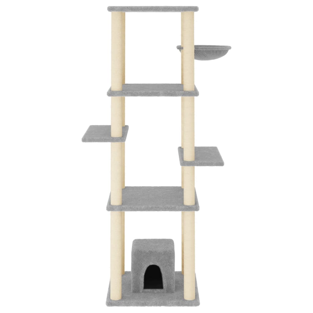 vidaXL Cat Tree with Sisal Scratching Posts 154 cm Light Grey