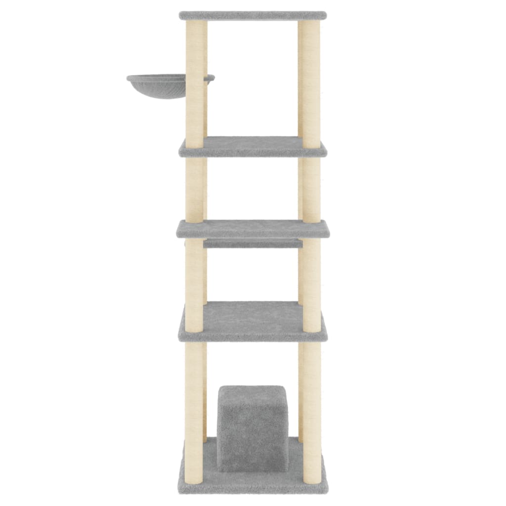 vidaXL Cat Tree with Sisal Scratching Posts 154 cm Light Grey