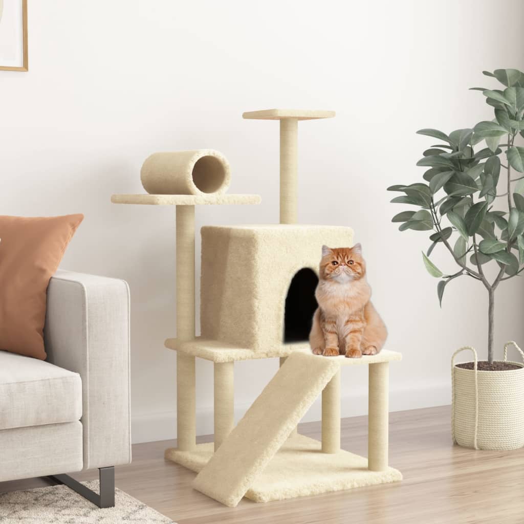 vidaXL Cat tree with sisal scratching posts 110.5 cm cream