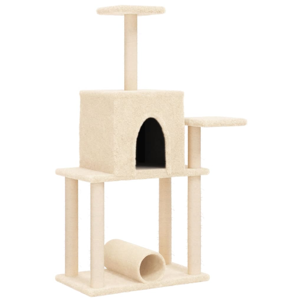 vidaXL Cat tree with sisal scratching posts 122 cm cream