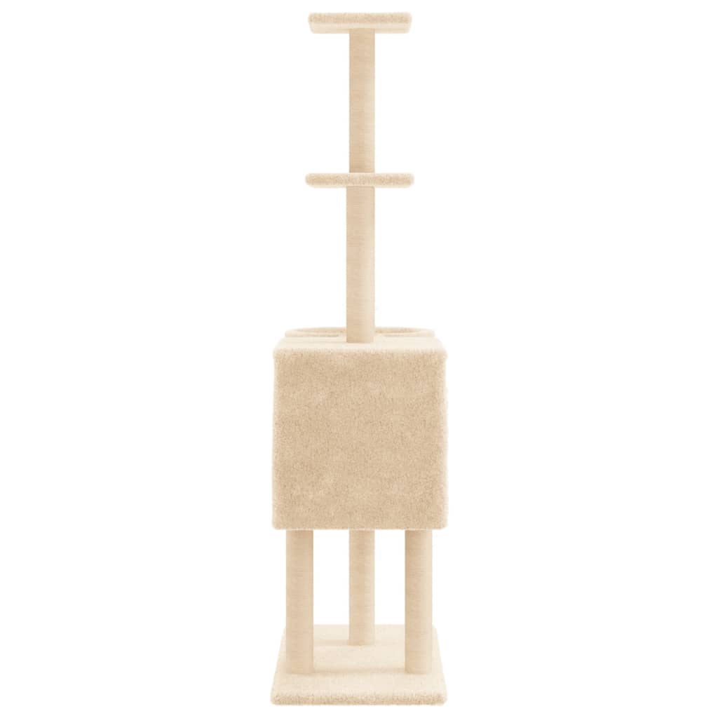 vidaXL Cat Tree with Sisal Scratching Posts 145 cm Cream