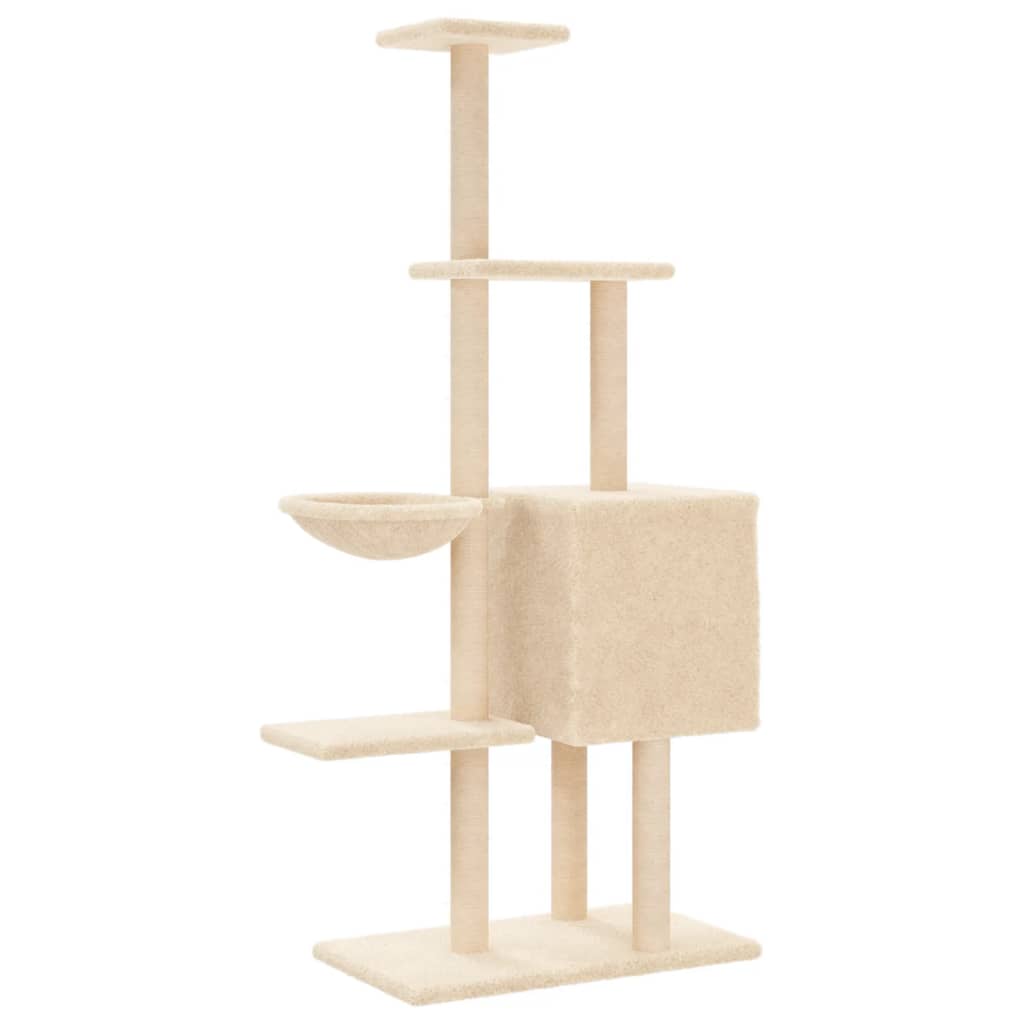 vidaXL Cat Tree with Sisal Scratching Posts 145 cm Cream