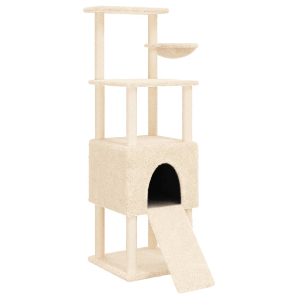 vidaXL Cat Tree with Sisal Scratching Posts 153 cm Cream