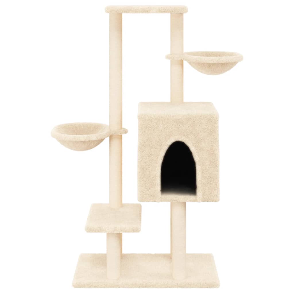 vidaXL Cat Tree with Sisal Scratching Posts 117 cm Cream