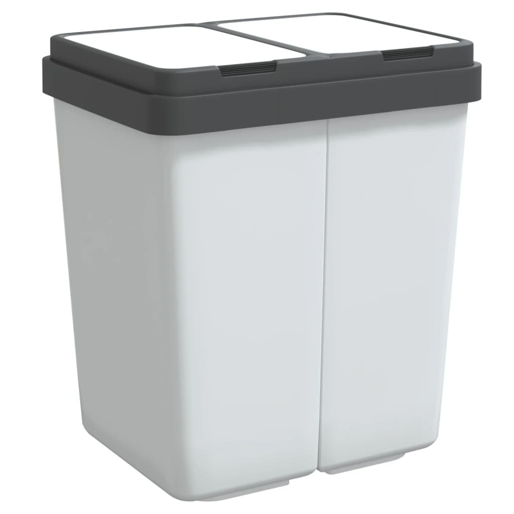 vidaXL Double Trash Can 2x25 L White