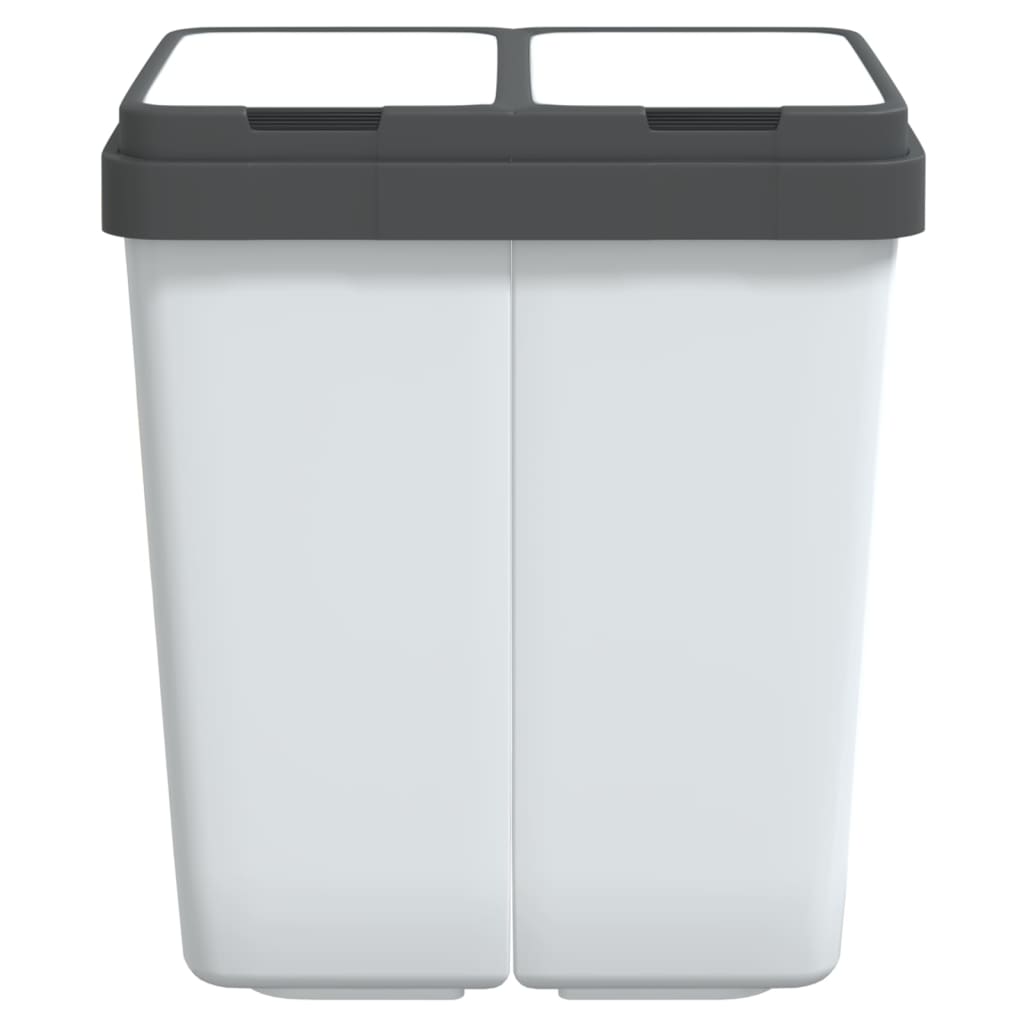 vidaXL Double Trash Can 2x25 L White