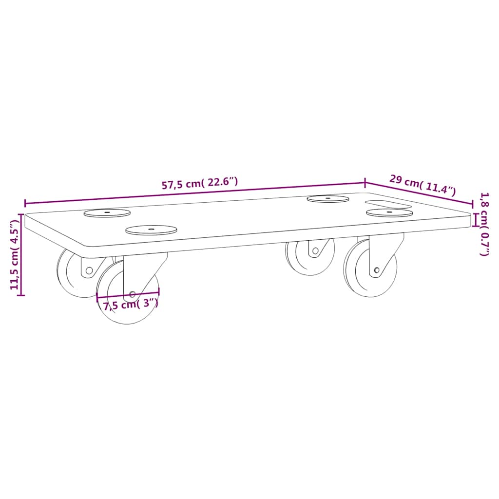 vidaXL Moving Dollies 2 pcs Rectangular Engineered Wood