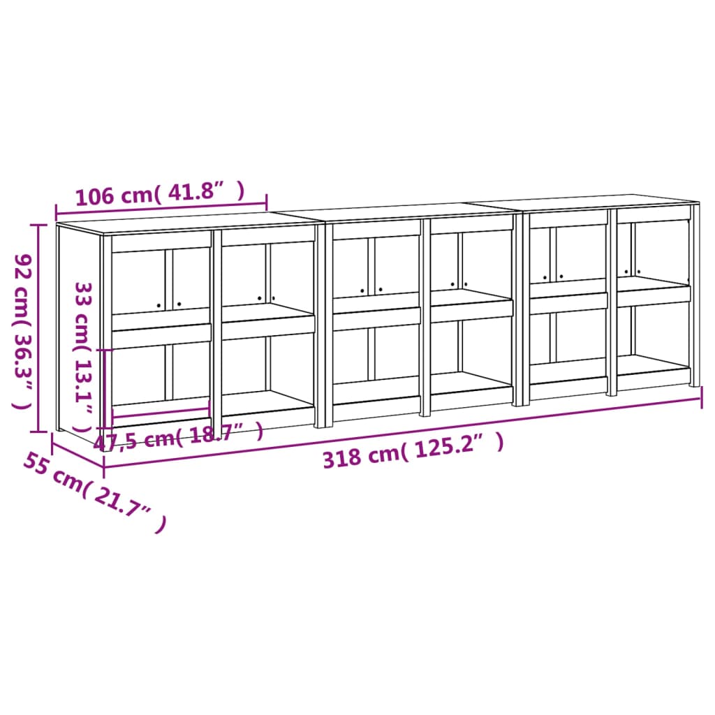 vidaXL Outdoor Kitchen Cabinets MEPPEL 3 pcs solid pine wood