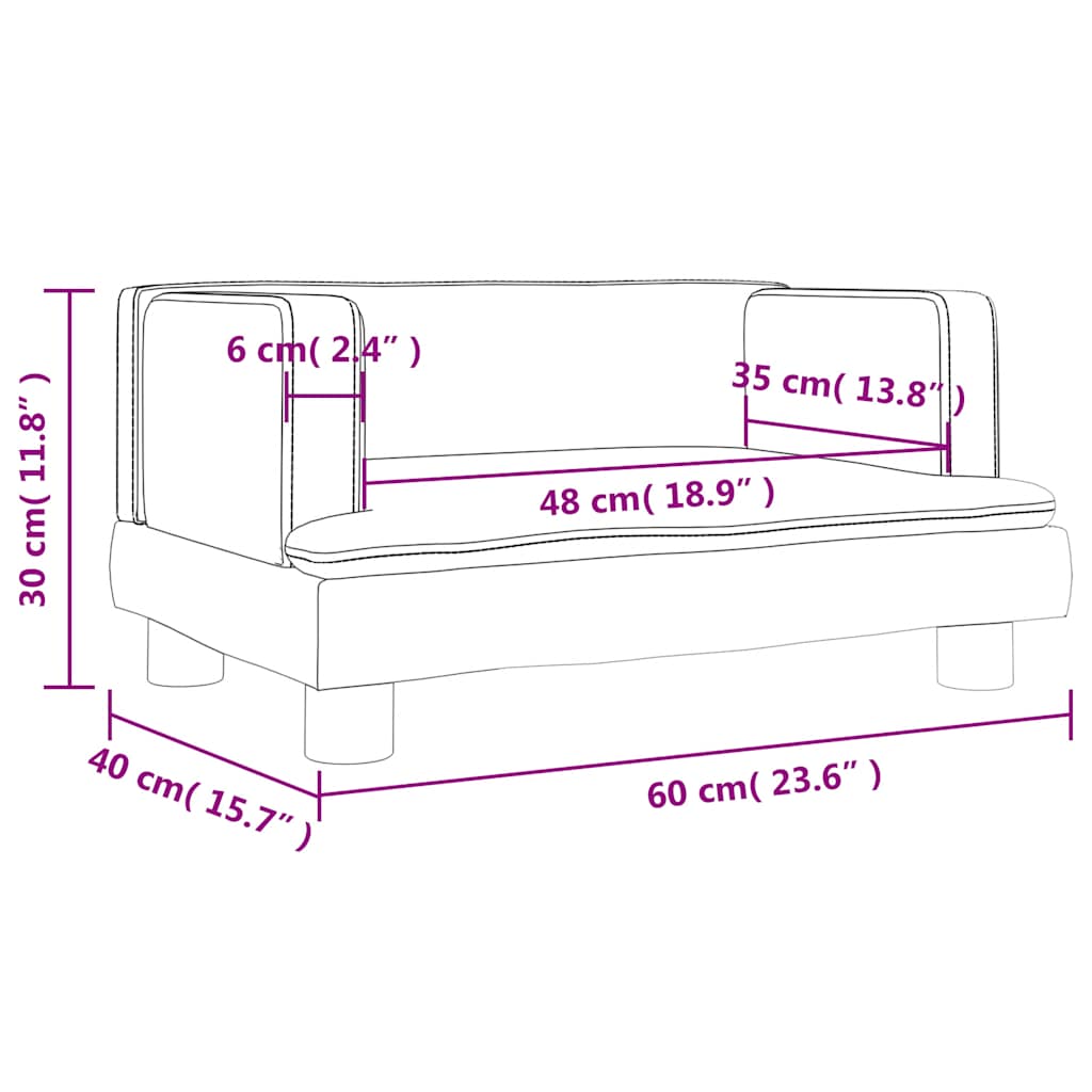 vidaXL Kids Sofa 60x40x30 cm Velvet Brown
