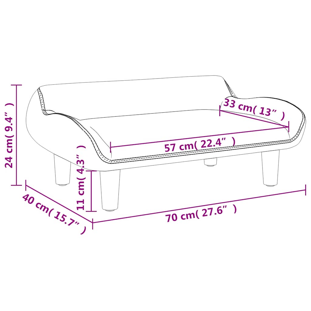 vidaXL Kinderbank 70x40x24 cm stof crèmekleurig