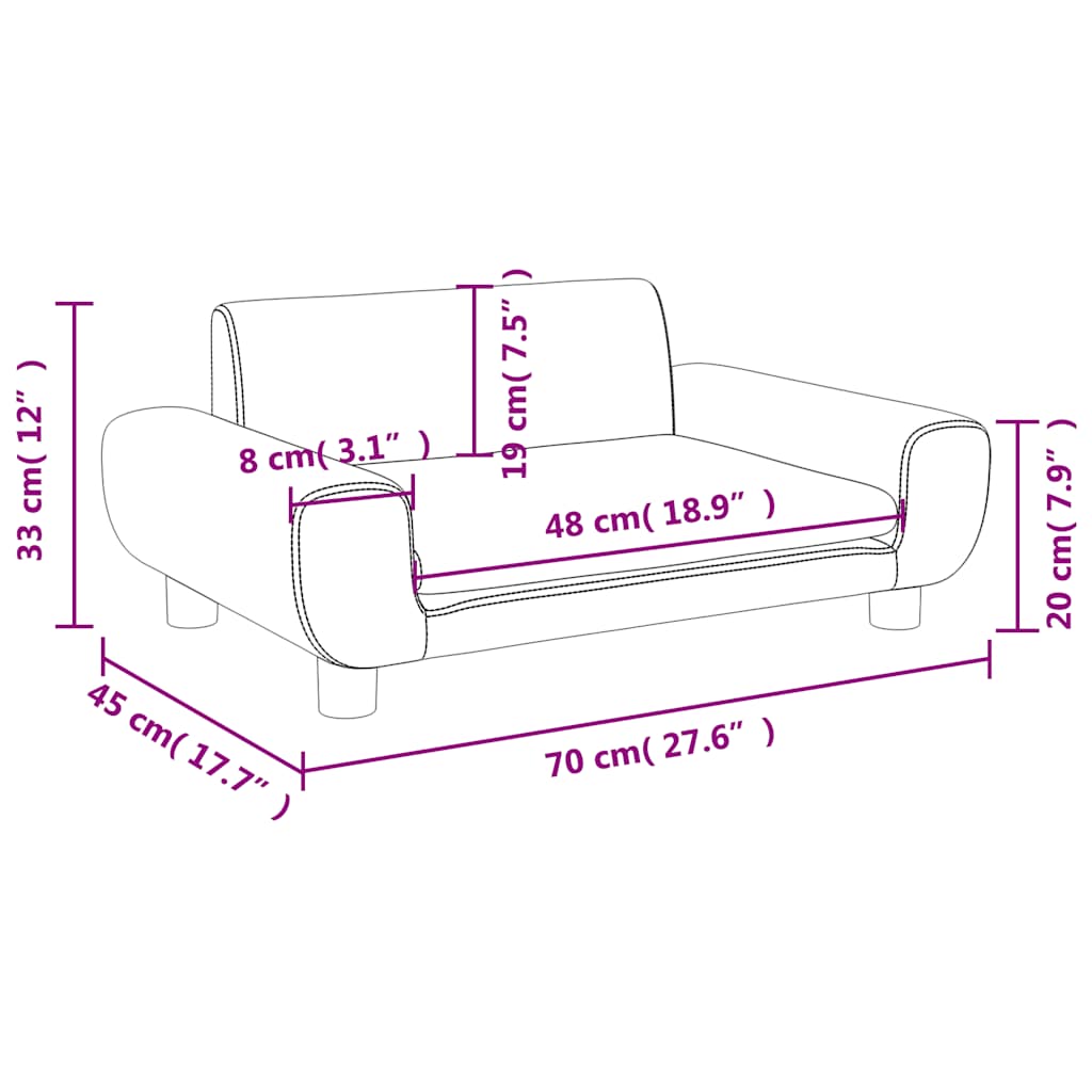 vidaXL Kids' Sofa 70x45x33 cm Velvet Blue