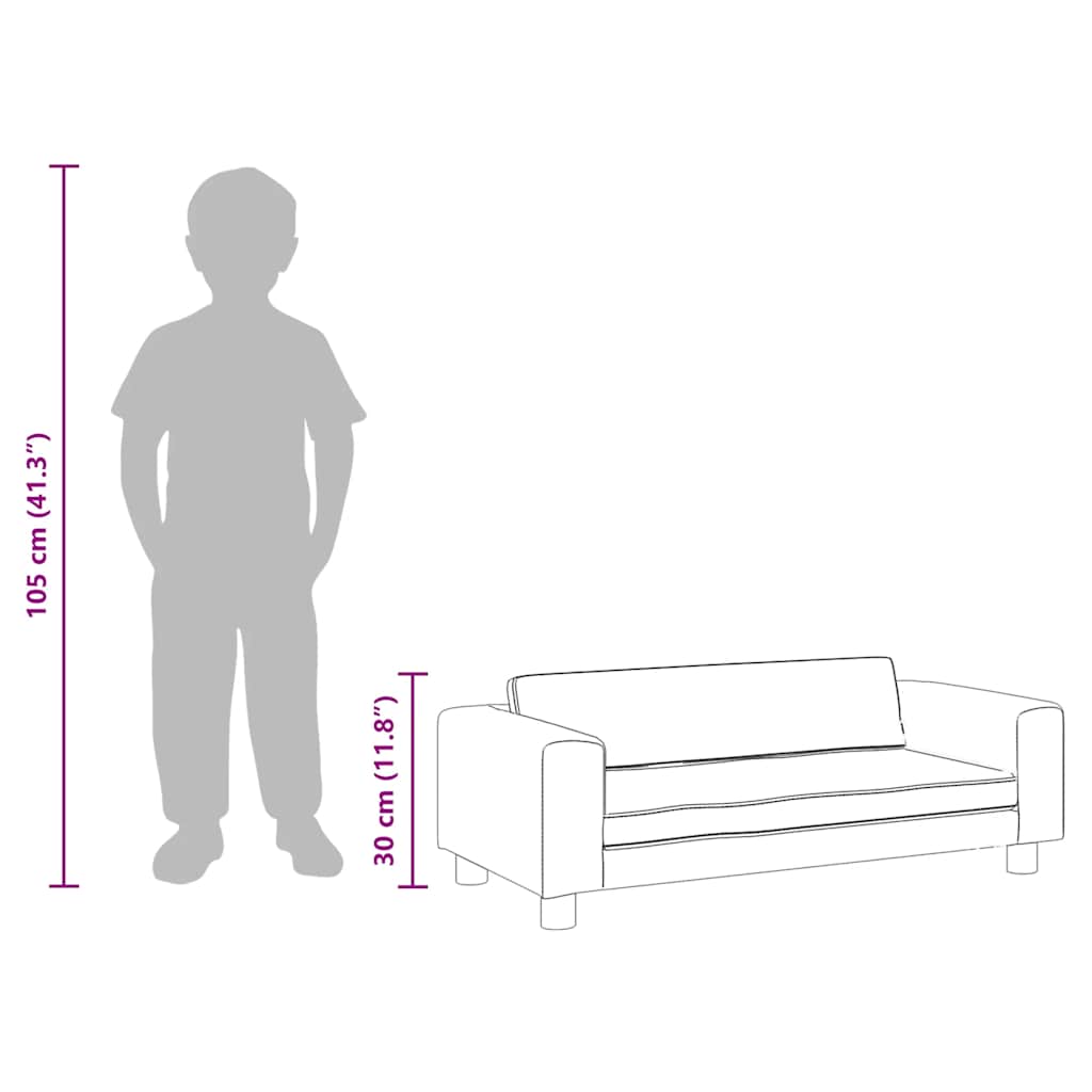 vidaXL Children's Sofa with Footrest 100x50x30 cm Artificial Leather Cream