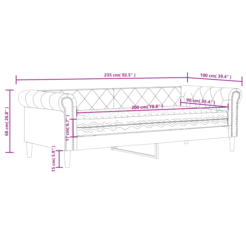 vidaXL Slaapbank met matras 90x200 cm kunstleer zwart