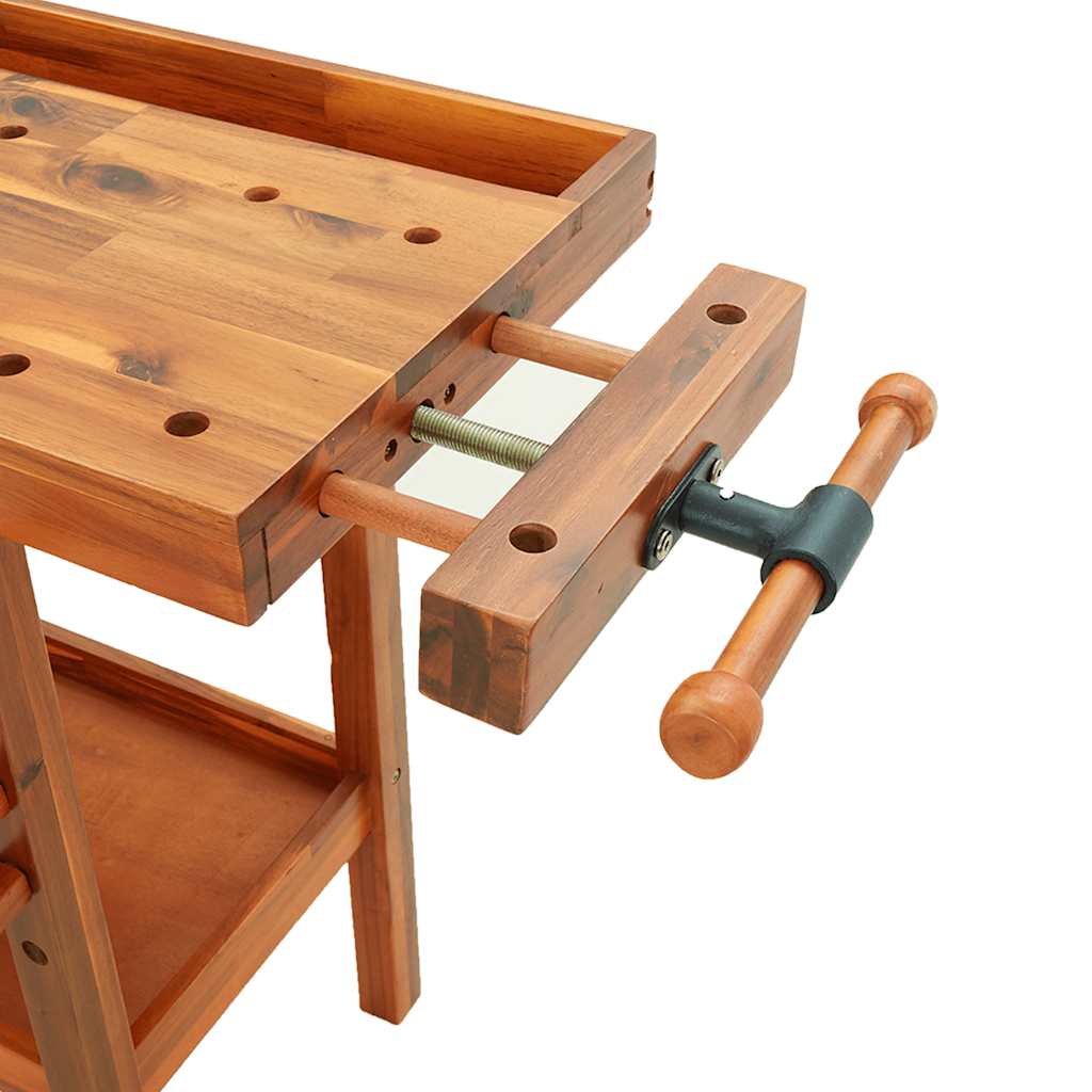 vidaXL Workbench with Drawers and Vices 162x62x83 cm Acacia Wood