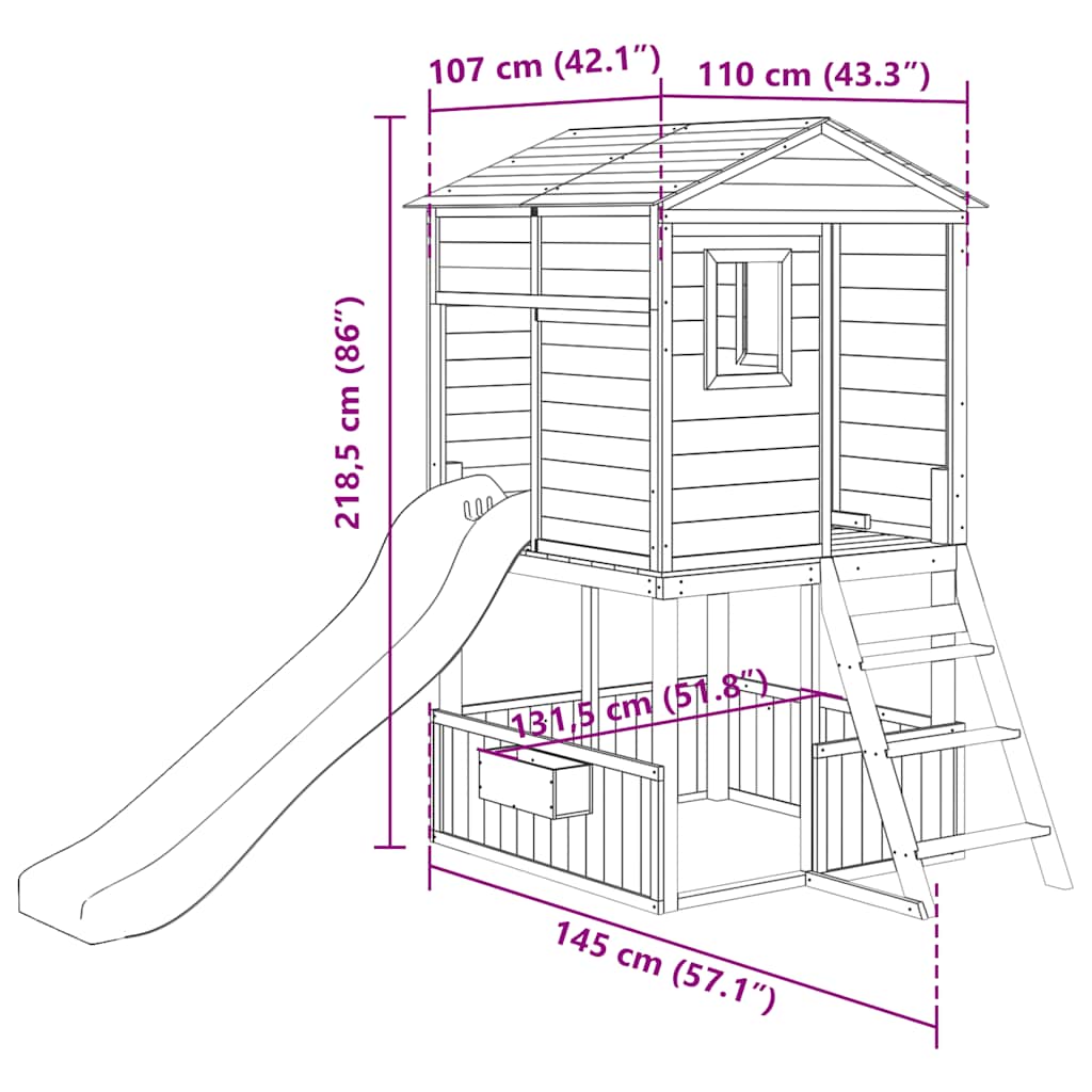 vidaXL Solid Spruce Wood Playhouse