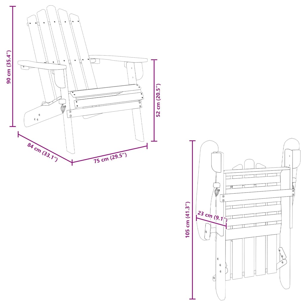 vidaXL Adirondack Garden Chairs 2 pcs Solid Acacia Wood