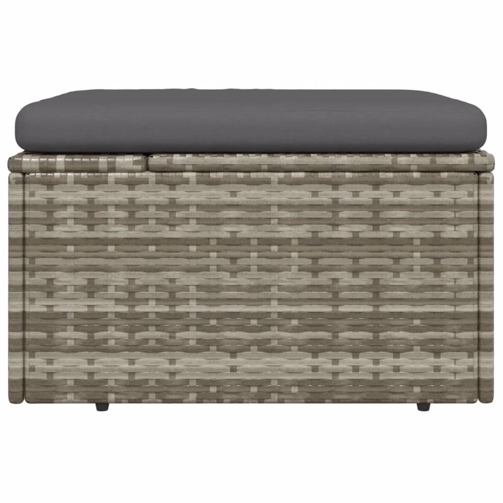 vidaXL Voetensteun met kussen 55x55x30 cm poly rattan grijs