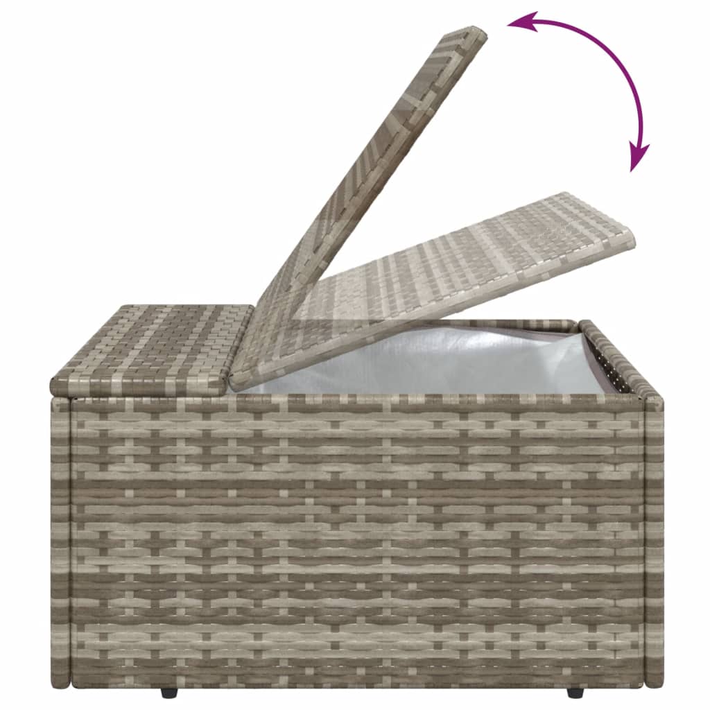 vidaXL Voetensteun met kussen 55x55x30 cm poly rattan grijs