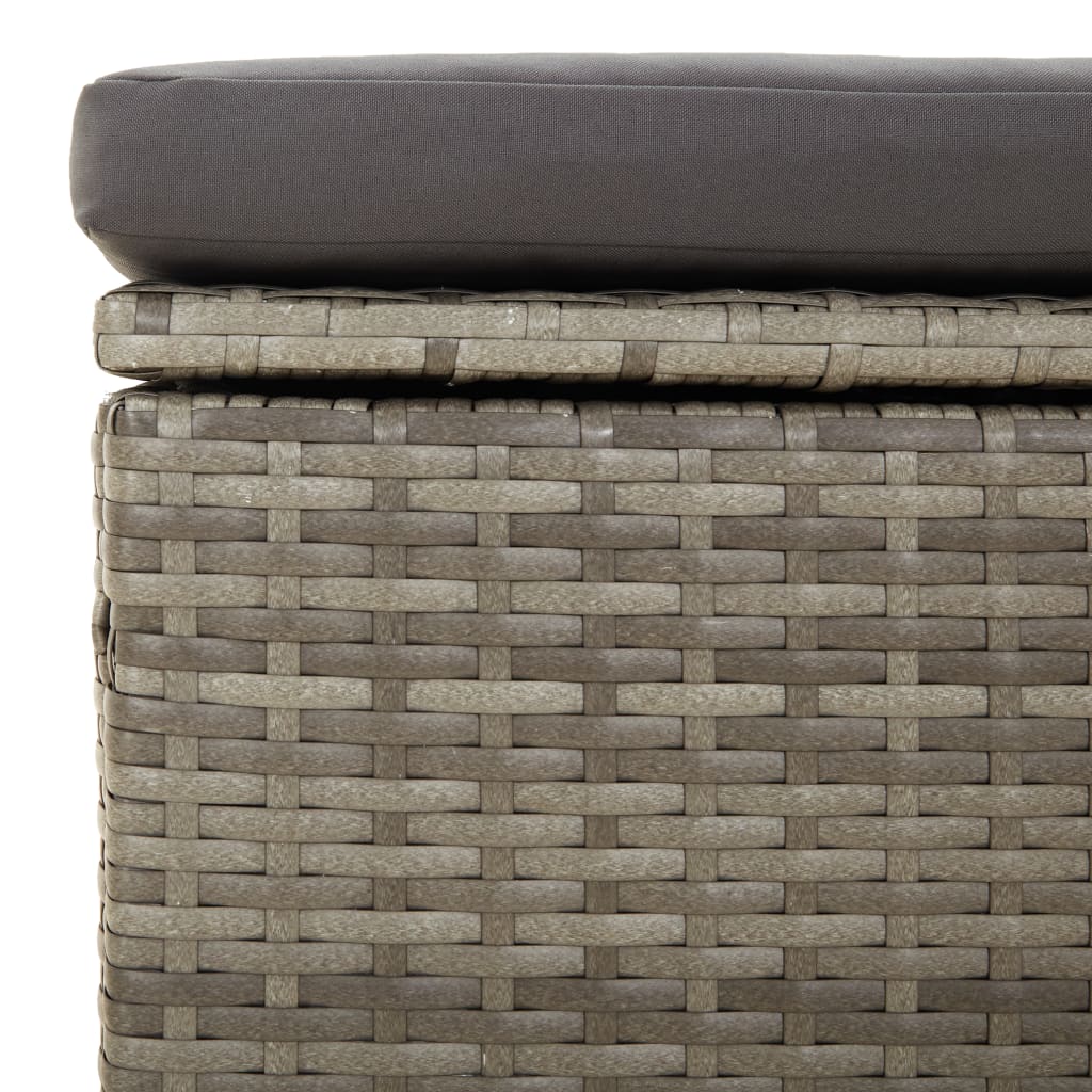 vidaXL Voetensteun met kussen 55x55x30 cm poly rattan grijs