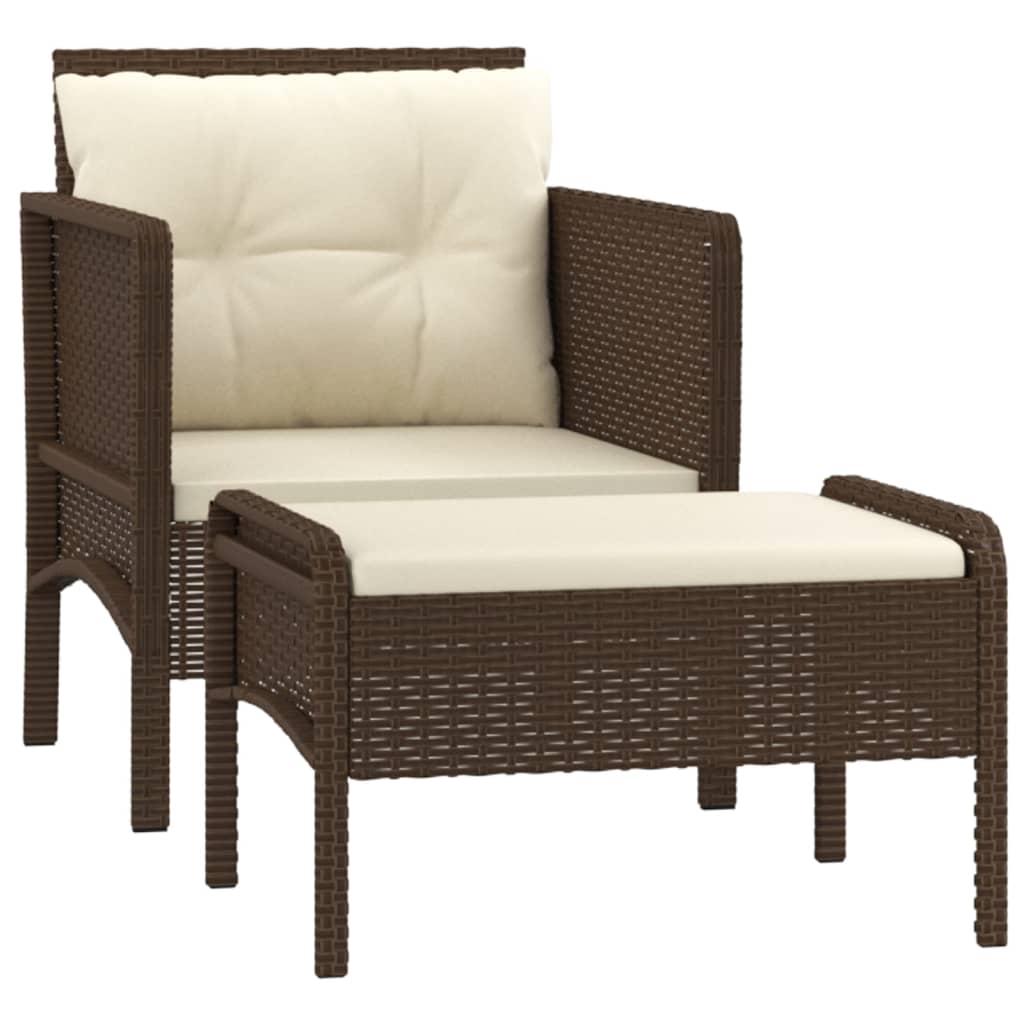 vidaXL 2-delige Loungeset met kussens poly rattan bruin
