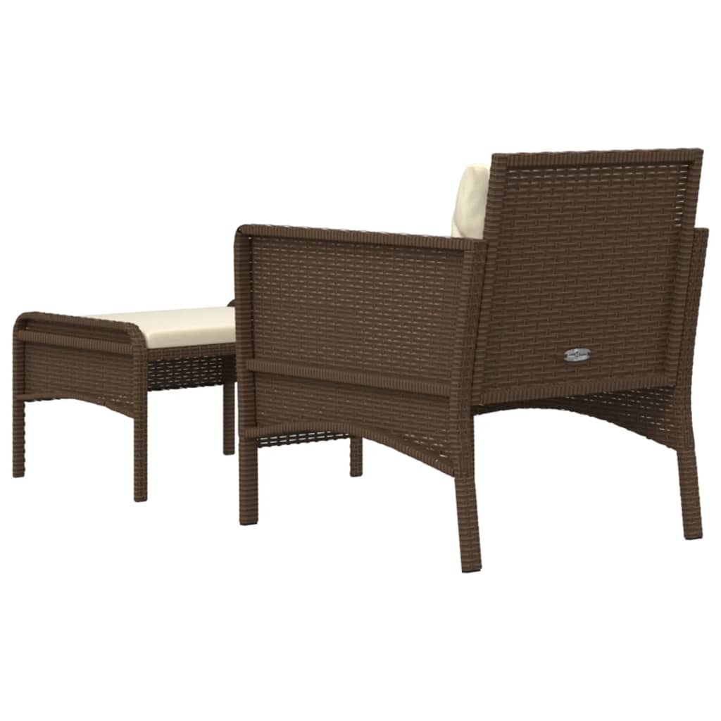 vidaXL 2-delige Loungeset met kussens poly rattan bruin