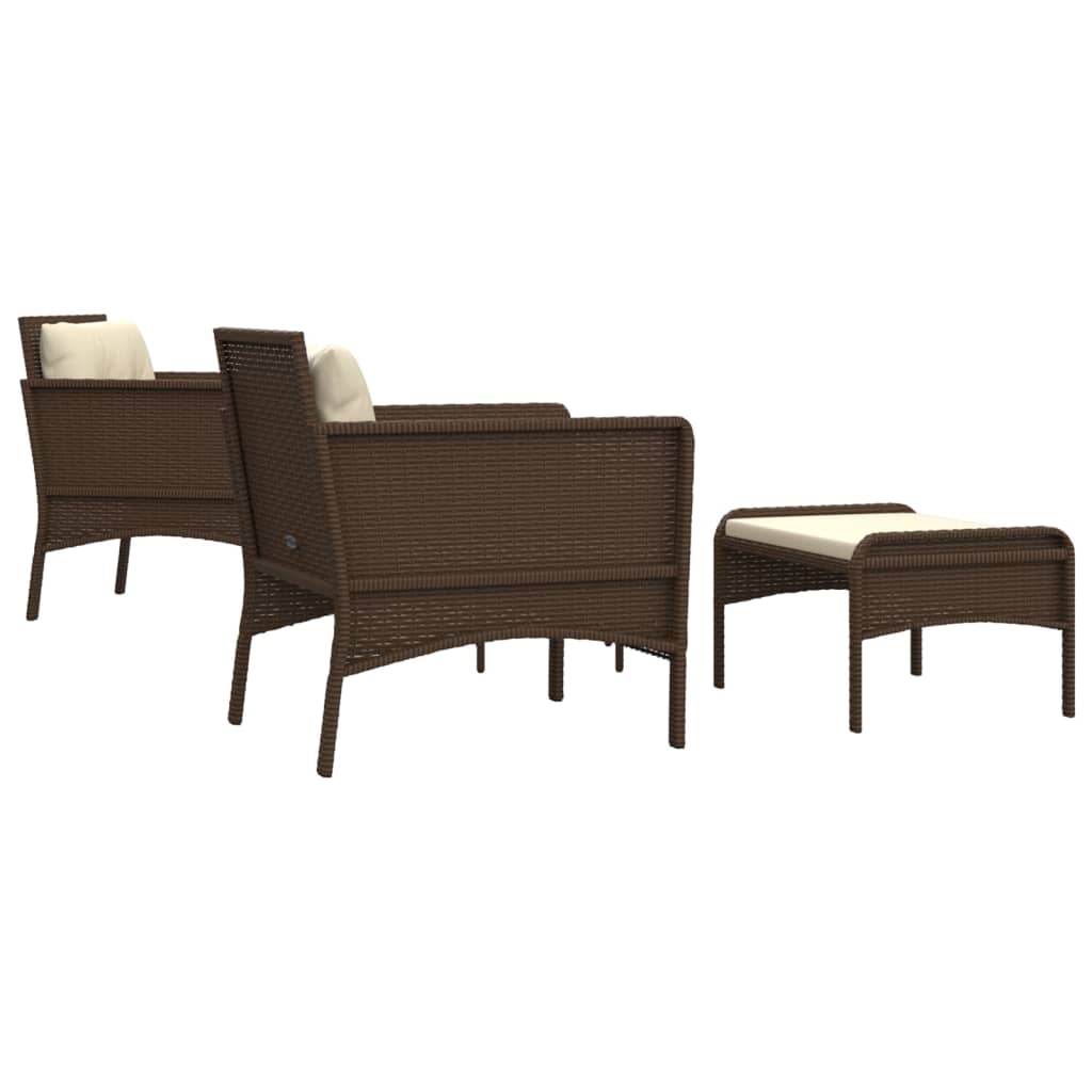 vidaXL 5-piece Lounge Set with Cushions Poly Rattan Brown