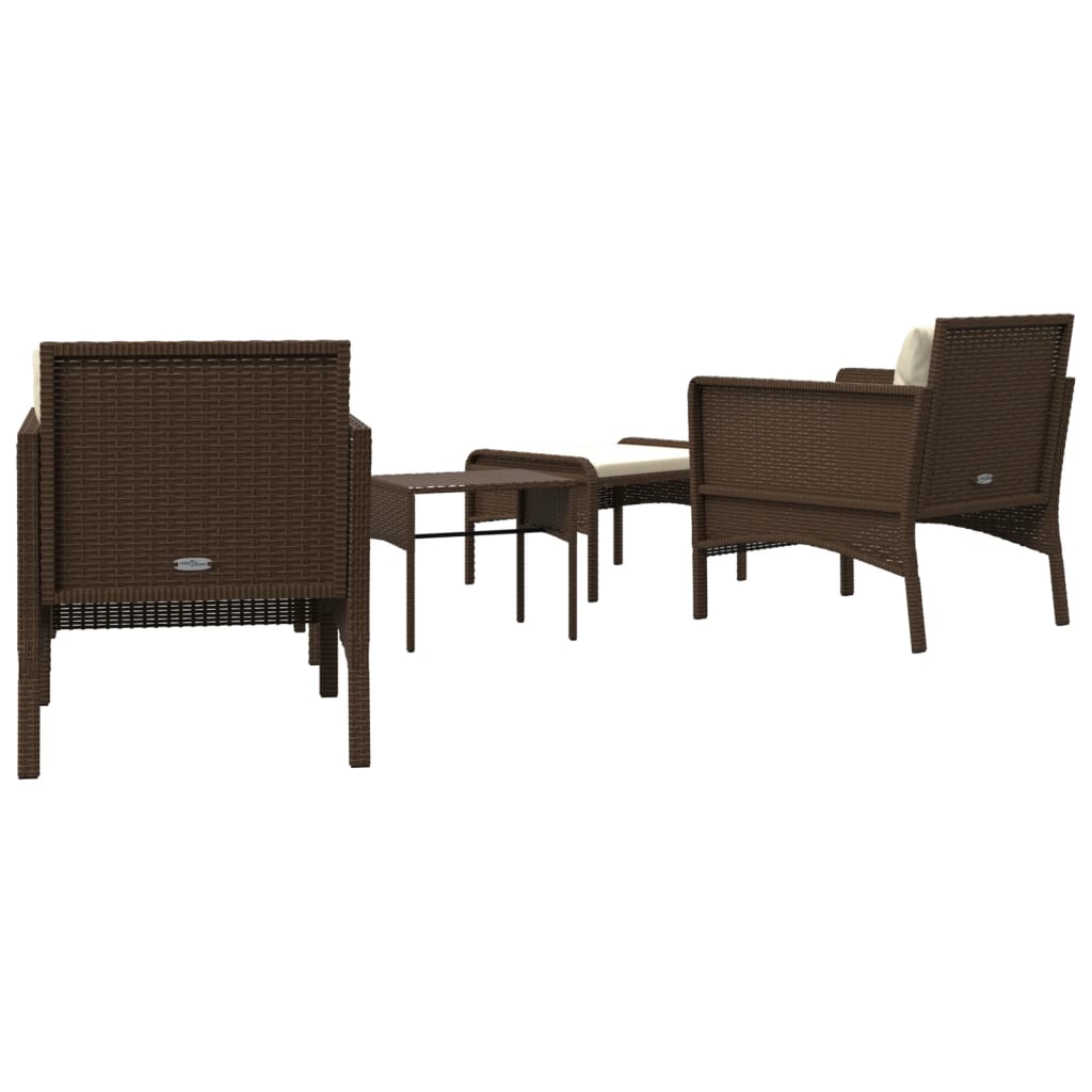 vidaXL 5-piece Lounge Set with Cushions Poly Rattan Brown