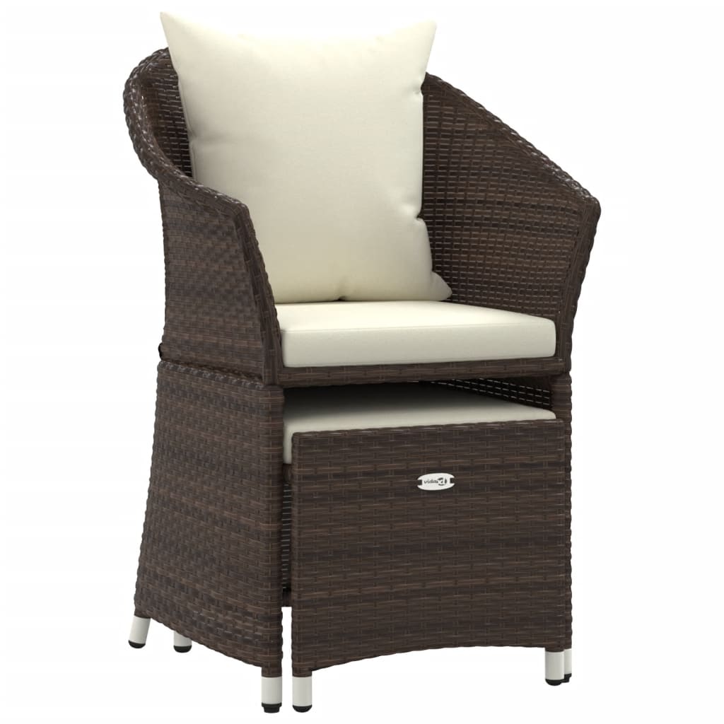 vidaXL 2-delige Loungeset met kussens poly rattan bruin