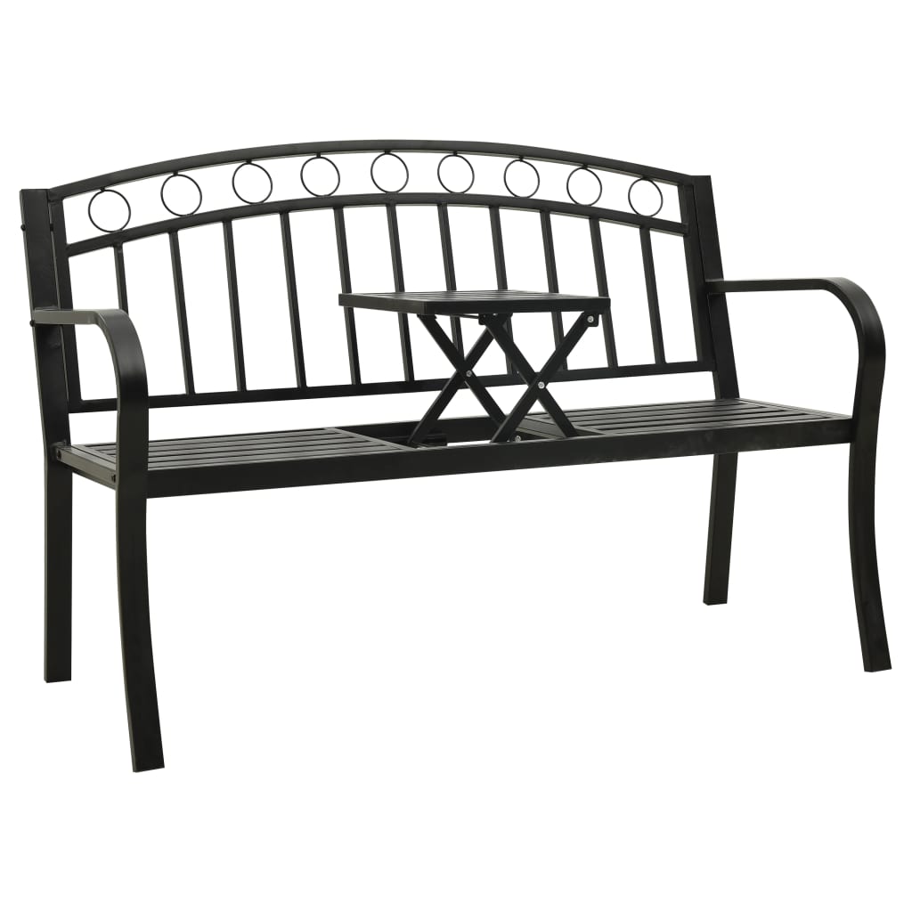 vidaXL Tuinbank met tafel 120 cm staal zwart
