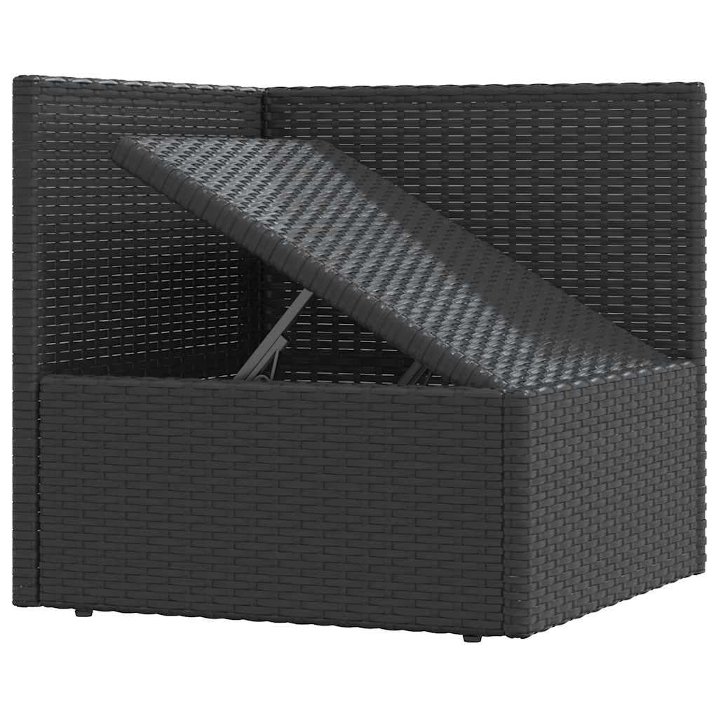 vidaXL 5-delige Loungeset met kussens poly rattan zwart