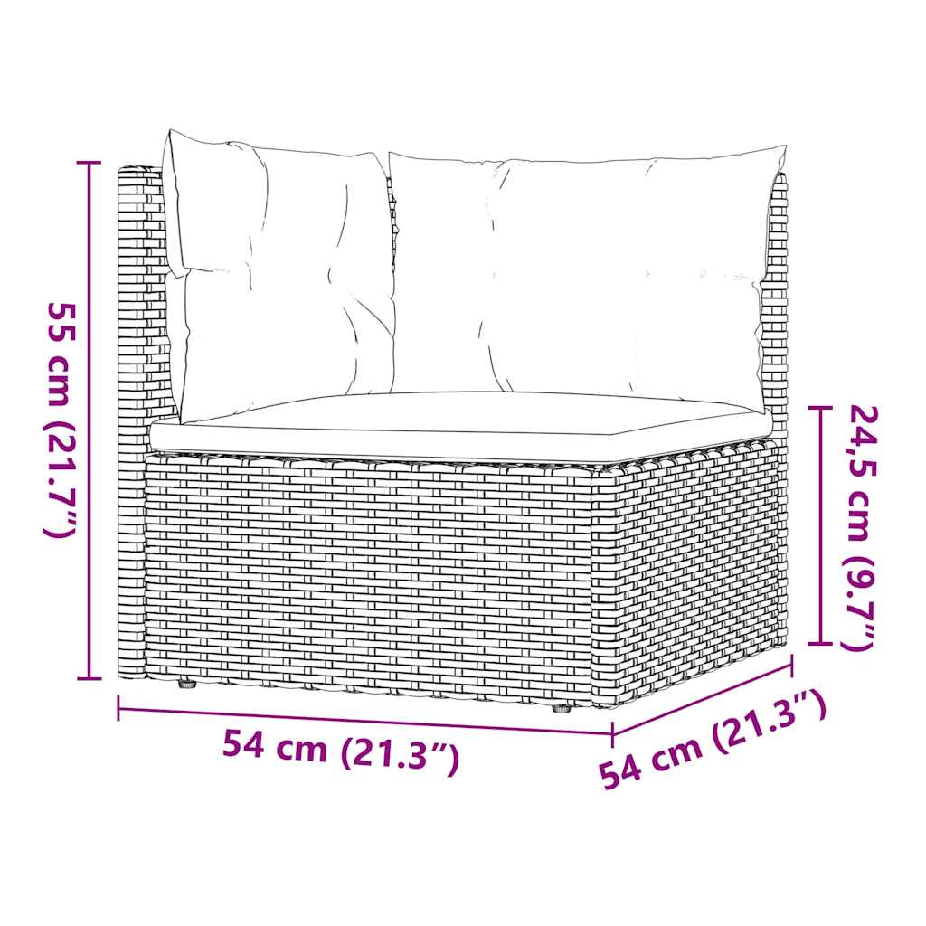 vidaXL 5-delige Loungeset met kussens poly rattan zwart