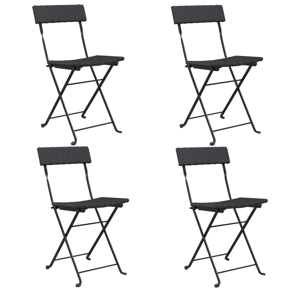 vidaXL Bistro Chairs 4 pcs foldable poly rattan and steel black
