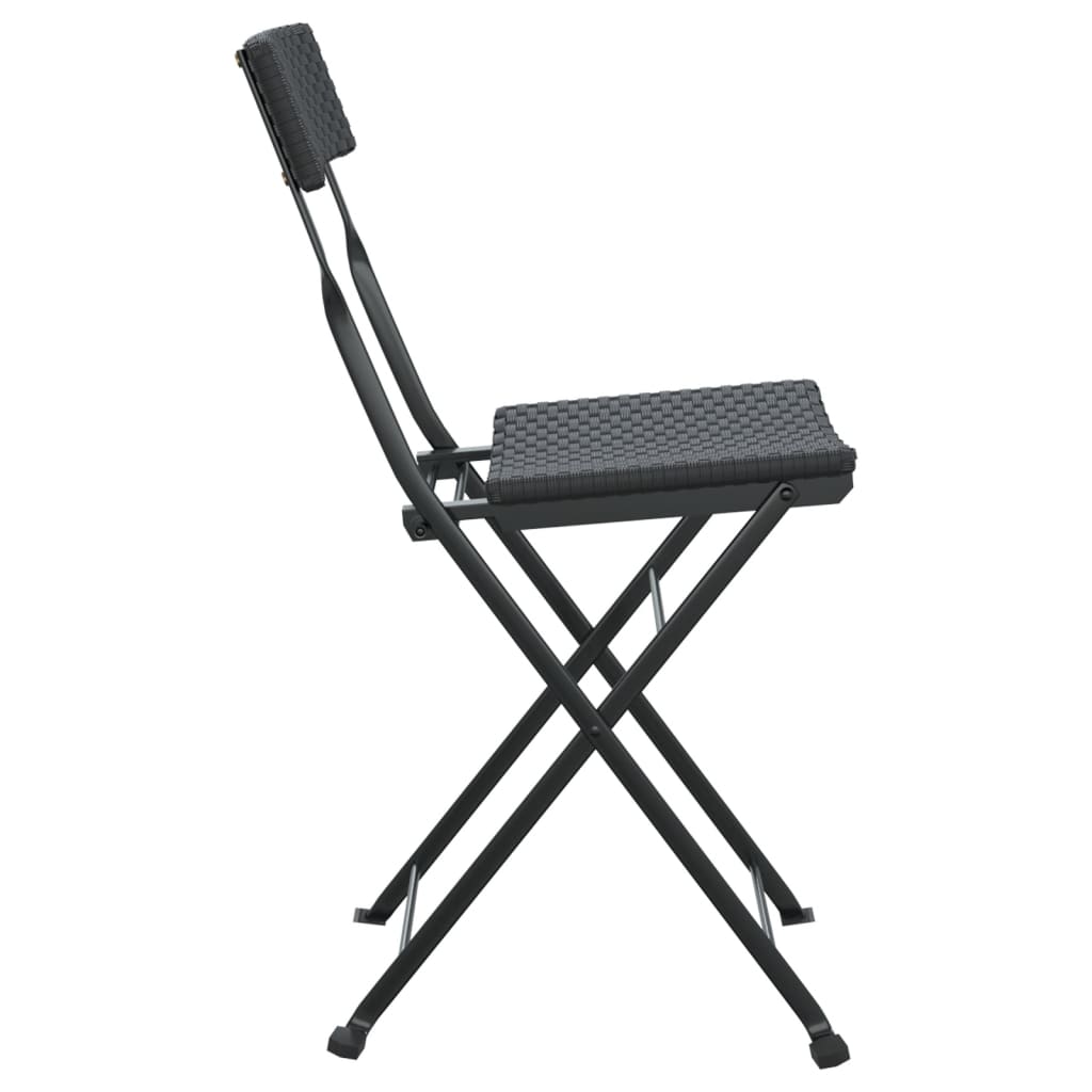 vidaXL Bistro Chairs 4 pcs foldable poly rattan and steel black