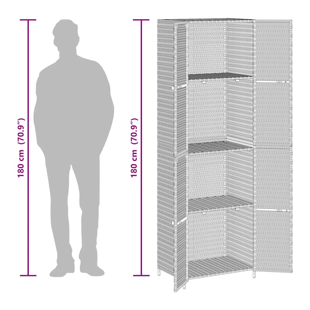 vidaXL Tuinkast 59x40x180 cm poly rattan zwart