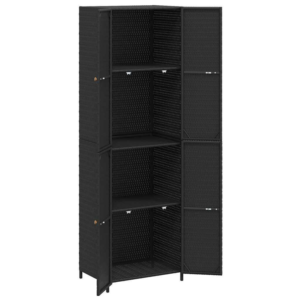 vidaXL Tuinkast 59x40x180 cm poly rattan zwart