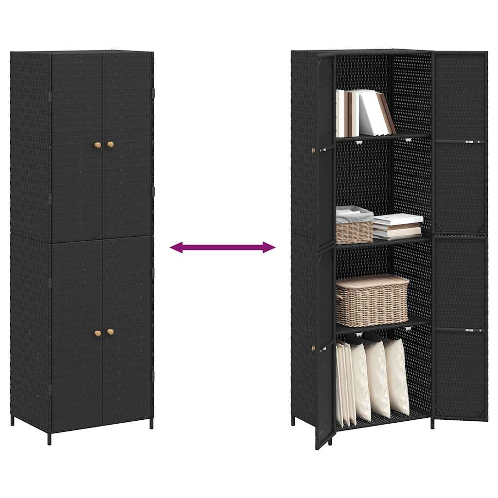 vidaXL Tuinkast 59x40x180 cm poly rattan zwart