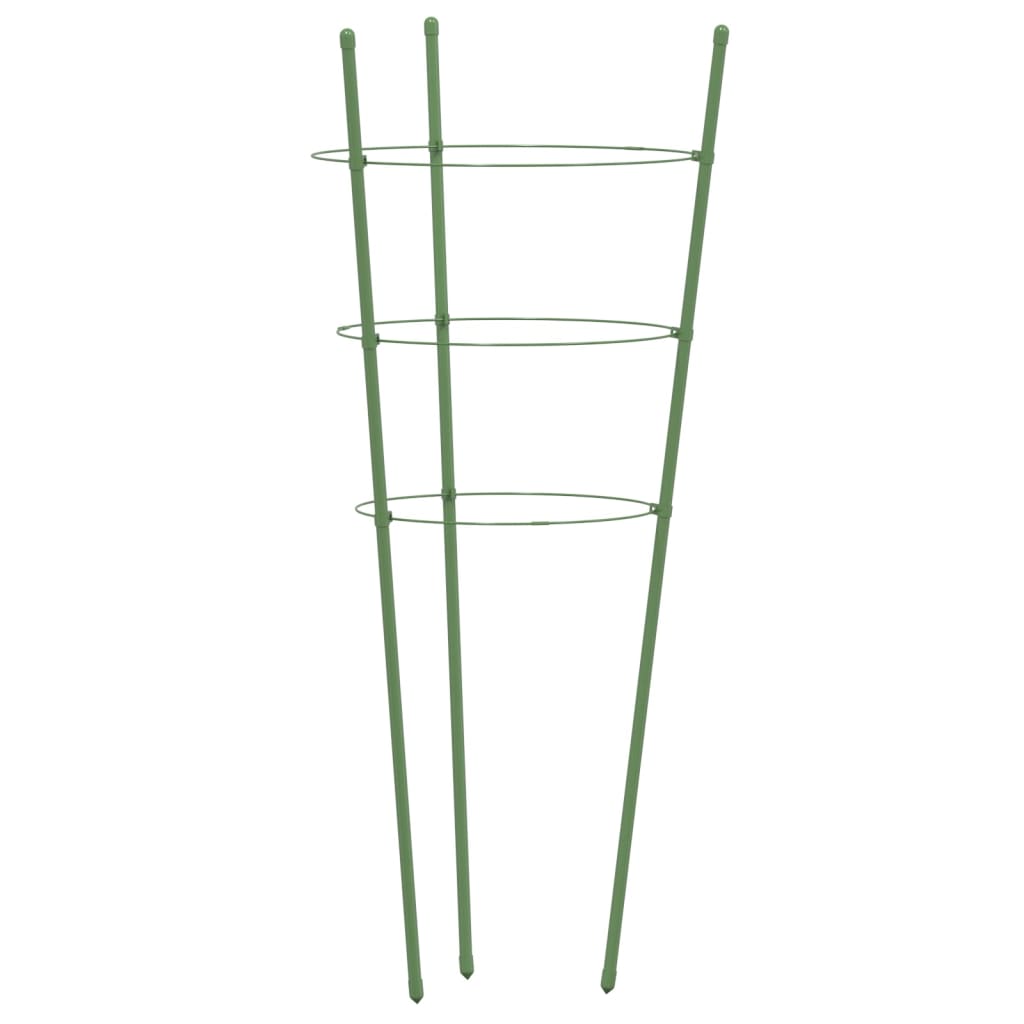 vidaXL Plantensteunen 5 st met 3 ringen 45 cm staal groen