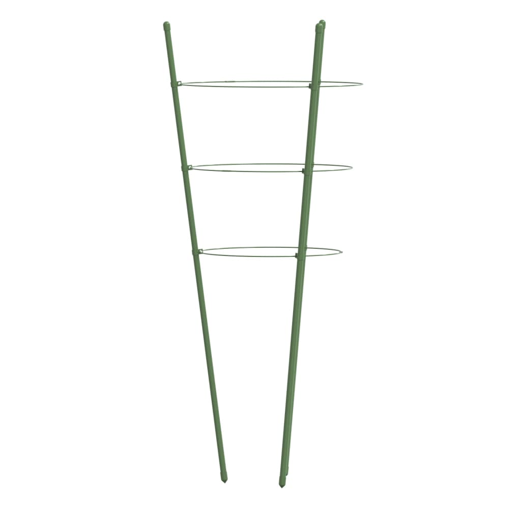 vidaXL Plantensteunen 5 st met 3 ringen 45 cm staal groen