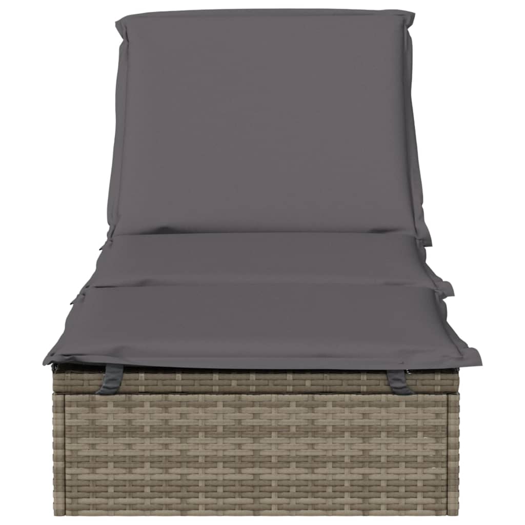 vidaXL Ligbed met kussen 1 st 201x55x62 cm poly rattan grijs