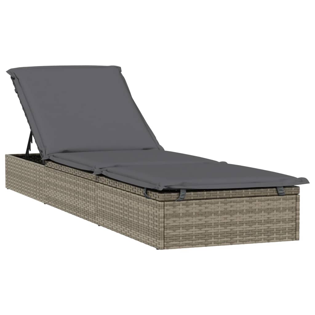 vidaXL Ligbed met rond dak 211x57x140 cm poly rattan grijs