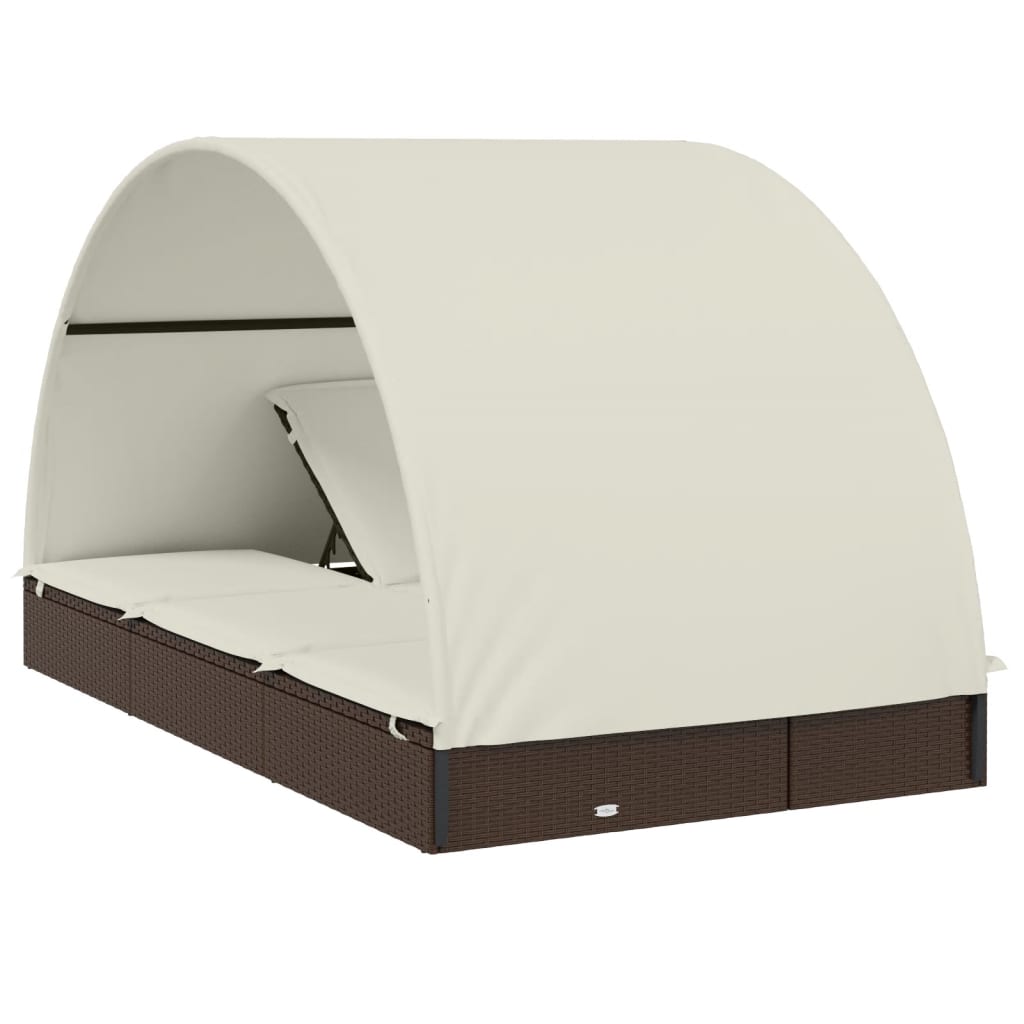 vidaXL Ligbed 2-persoons met rond dak 211x112x140 cm poly rattan bruin