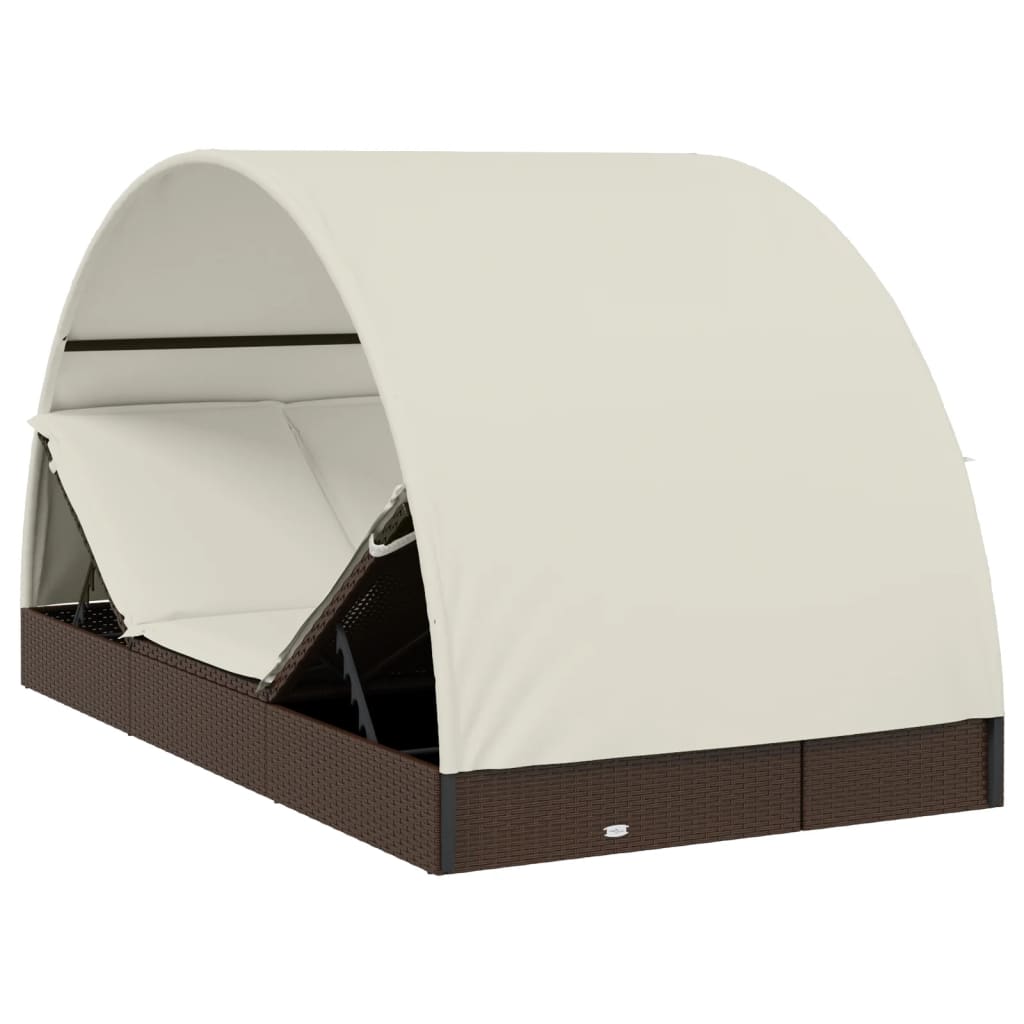 vidaXL Ligbed 2-persoons met rond dak 211x112x140 cm poly rattan bruin