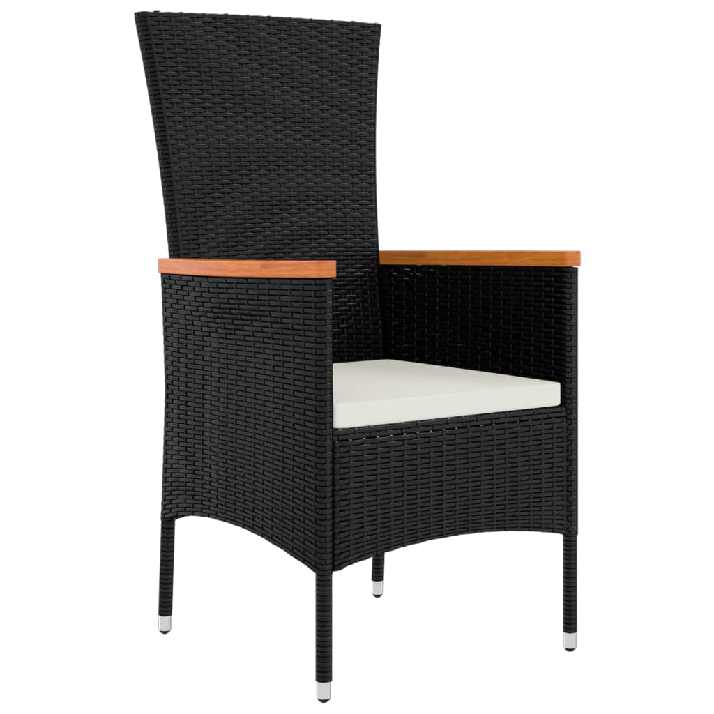 vidaXL Tuinstoelen 2 st met kussens poly rattan zwart