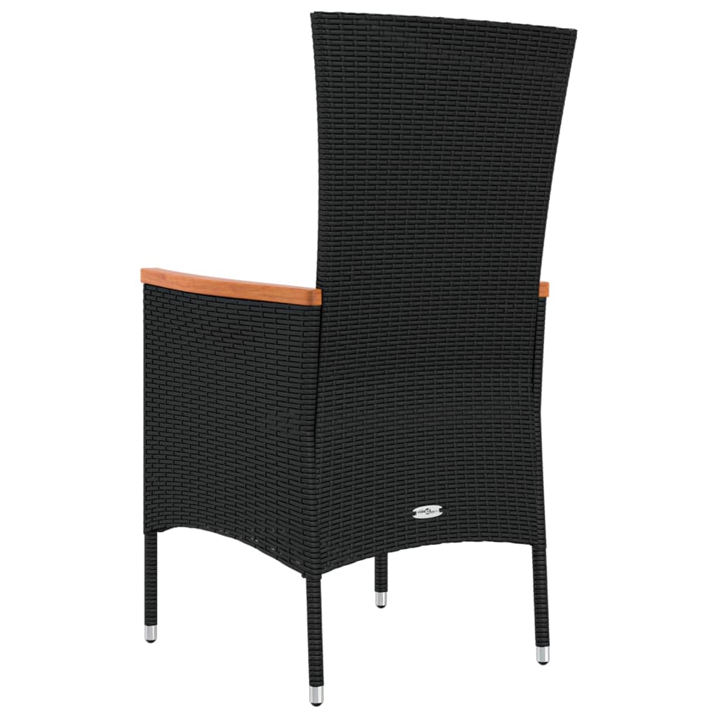 vidaXL Tuinstoelen 2 st met kussens poly rattan zwart