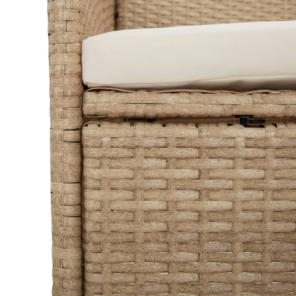 vidaXL Tuinstoelen 2 st met kussens poly rattan beige