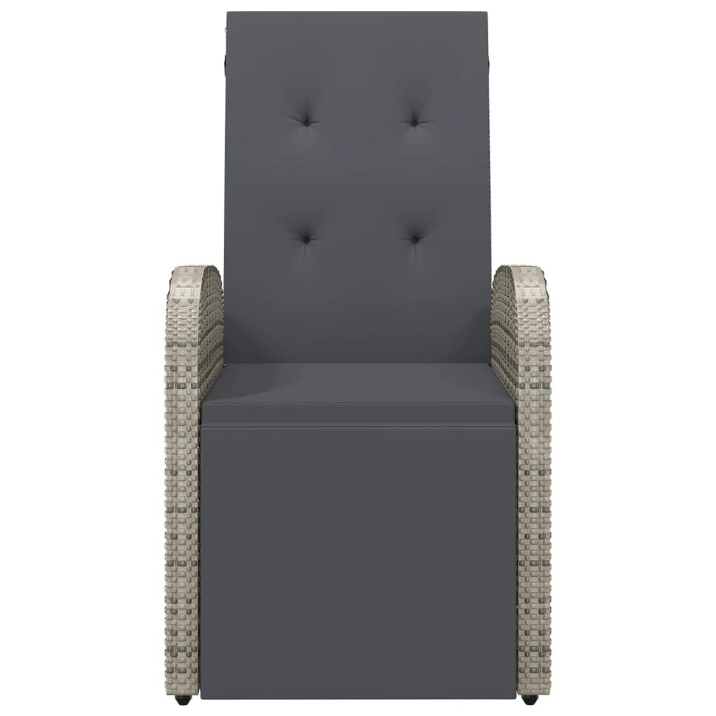 vidaXL Tuinstoelen 2 st verstelbaar met kussens poly rattan grijs